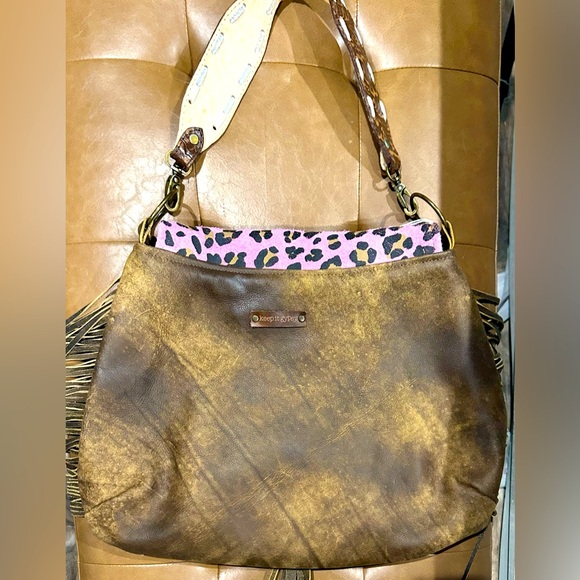 NWT Keep It Gypsy Pink Leopard & Hide Leather Trudy Bag Set - Picture 3 of 16